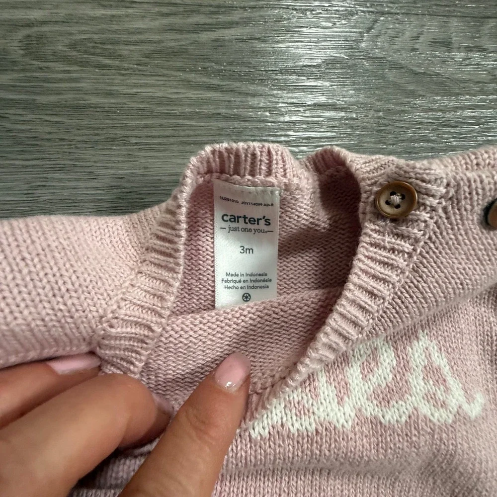 Carters Just One You Baby Girls 2pc Knit Sweater Set Pink Kisses 3M 1U281010